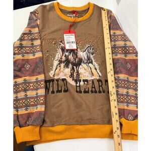 American Bling NWT Graphic Crewneck Sweatshirt Western Aztec Size Small